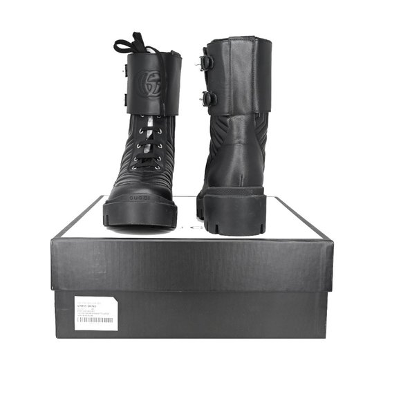 Gucci 628855 Women's Interlocking Gg Logo Matelasse Leather Ankle Boots - Picture 10 of 13